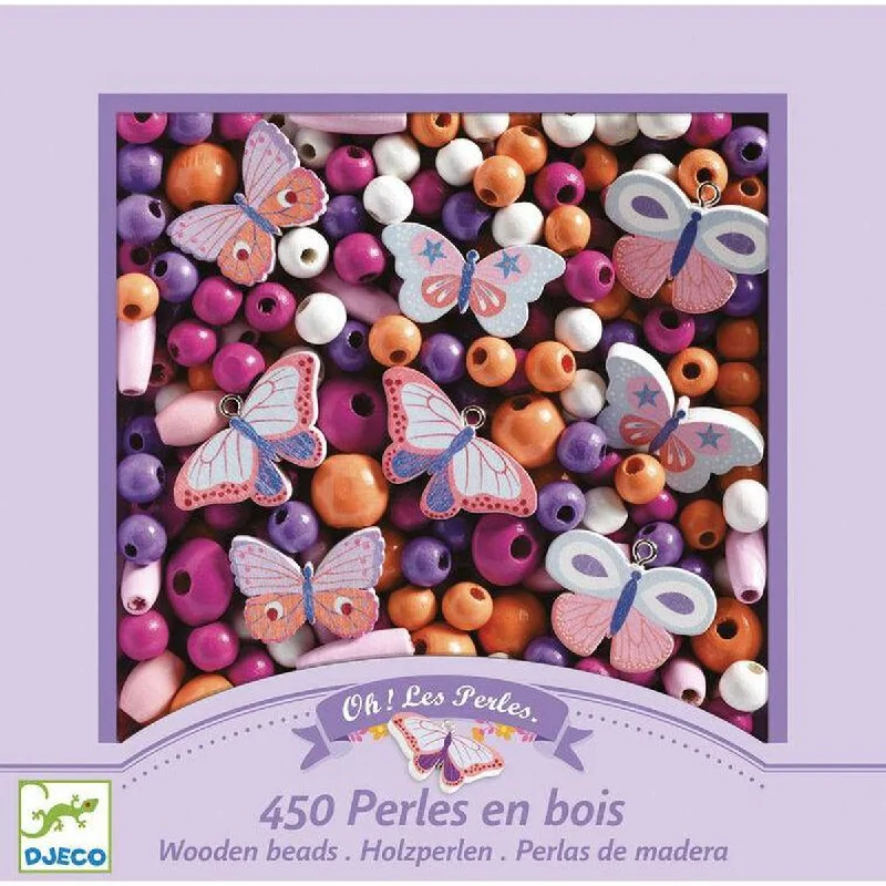 Wooden horns for pretend play​ Djeco wooden beads butterflies