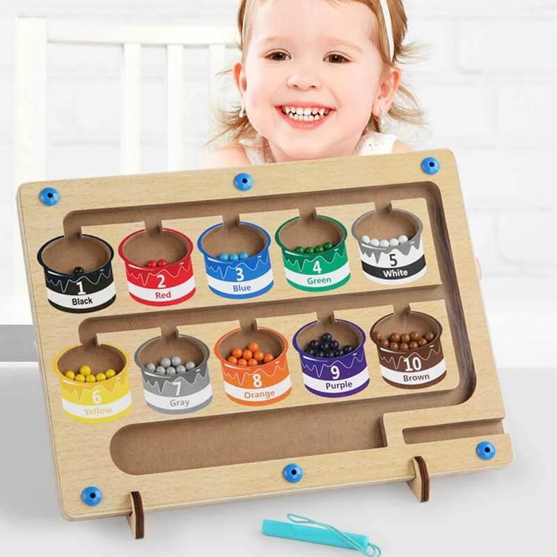 Wooden play stores for shopping pretend​ Magnetic Color and Number Maze