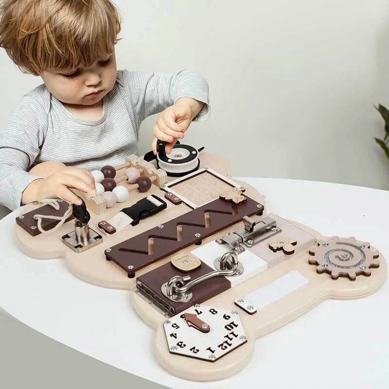 Wooden tool sets for pretend carpentry​ Montessori Bear Busy Board