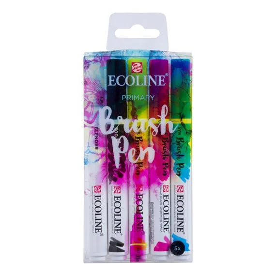 Art supplies for creating art - based magnets​ Pen - Ecoline Brush Pen Primary Set/5