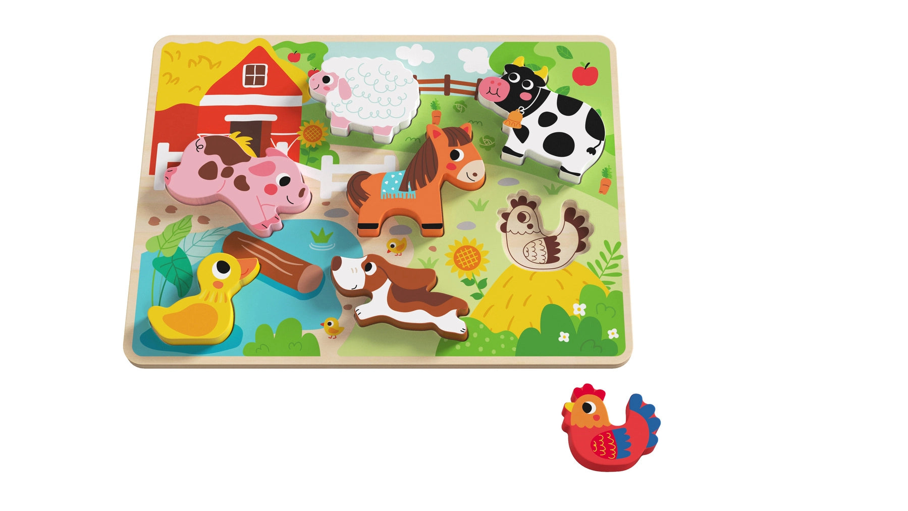 Sustainable wooden toys made from recycled wood​ Tooky Toy - CHUNKY PUZZLE - FARM