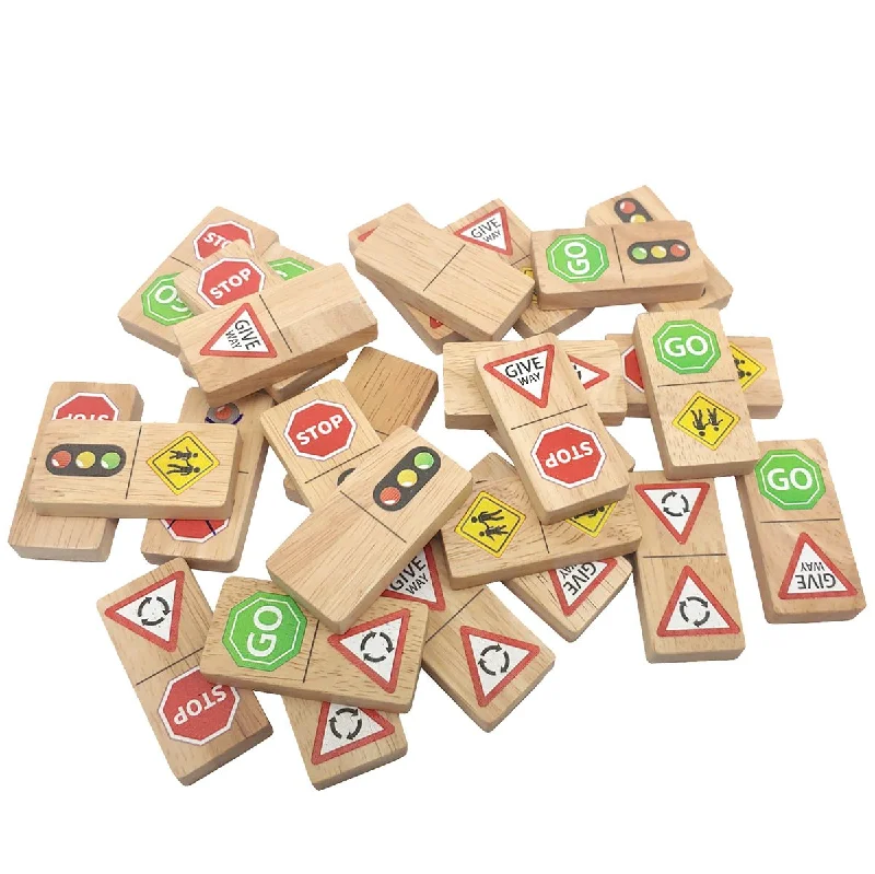 Wooden play police stations for law - enforcement play​ Traffic Sign Domino set