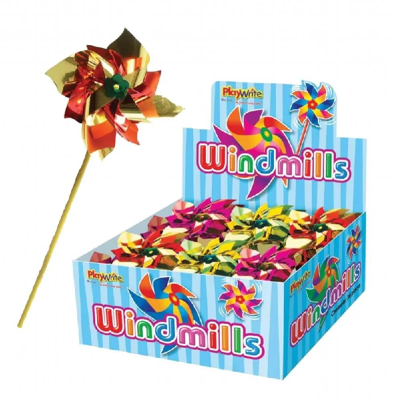 Outdoor toys for rooftop play like lightweight balls​Children's 40cm Multicoloured Foil Windmills with Plastic Handle