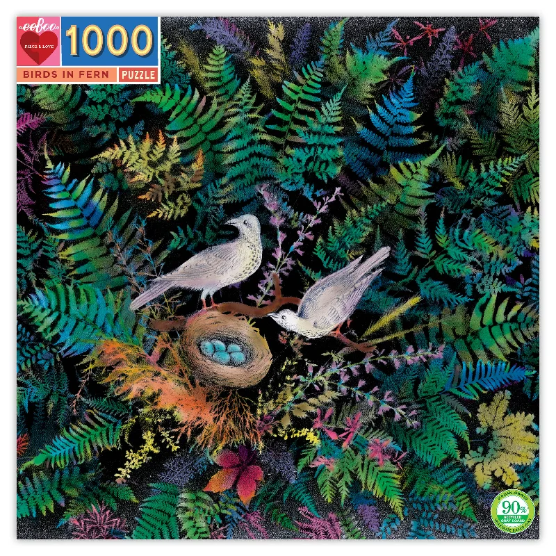 Puzzle sets with interchangeable parts​ Birds in Fern (1000 Pieces) Puzzle by Eeboo
